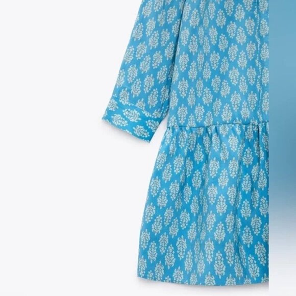 Zara The Carly Printed Mini Dress NWT L Blue Block Print - Picture 7 of 10